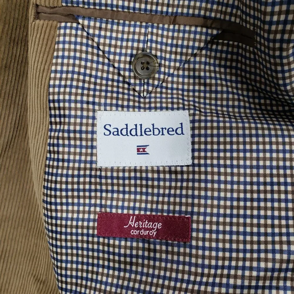 Saddlebred Men's Brown Cotton Corduroy Elbow Patch Sportscoat Size 50R